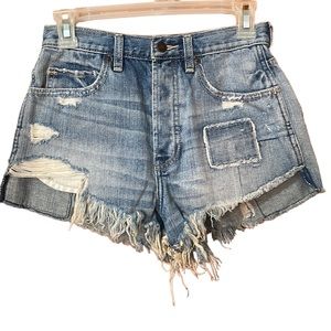 Abercrombie and Fitch Distressed Patched Frayed Hem Cut-off Shorts Size 0 W25